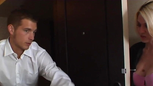 Rough nailing in company with mature Angela Attison