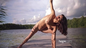 Naked amazing girl fitness outdoors