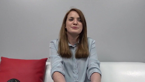 Very small tits brunette raw during interview in HD