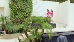 Ela White in company with Autumn Falls threesome