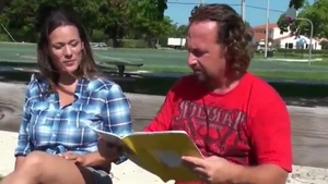 Sucking dick large tits cougar in denim jeans