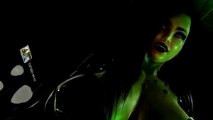 3d huge tits asian in latex bends to get fucked