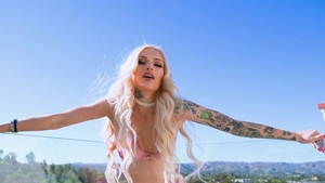 Stunning and inked Alex Grey in sexy lingerie rubbing