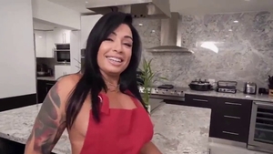 Hawt brunette massage in the kitchen