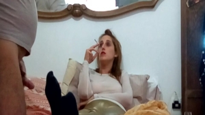 Young & huge boobs couple homemade handjob