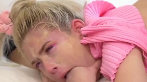 Small tits pornstar Jessie Saint sloppy cumshot face fuck