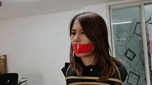 Rough bound in company with big tits asian teen