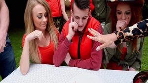 Czech pornstar Carmel Anderson rough handjob at the party