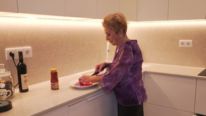 Young MILF finds dick to fuck in the kitchen in HD