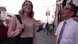 Asian blonde haired censored interracial bang