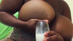 Solo huge boobs ebony BBW lactating