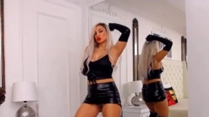 Teasing with naked female in skirt HD