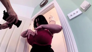 Hard pounding satin in the bra