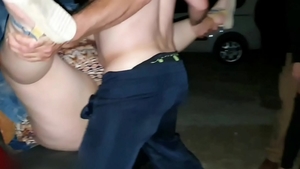 Big tits BBW reality cumshot in public