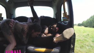 Female Fake Taxi: Teasing in a car busty ebony