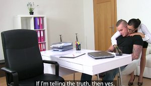 Amateur raw cumshot during interview