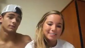 Goes wild on cock in dorm amongst couple